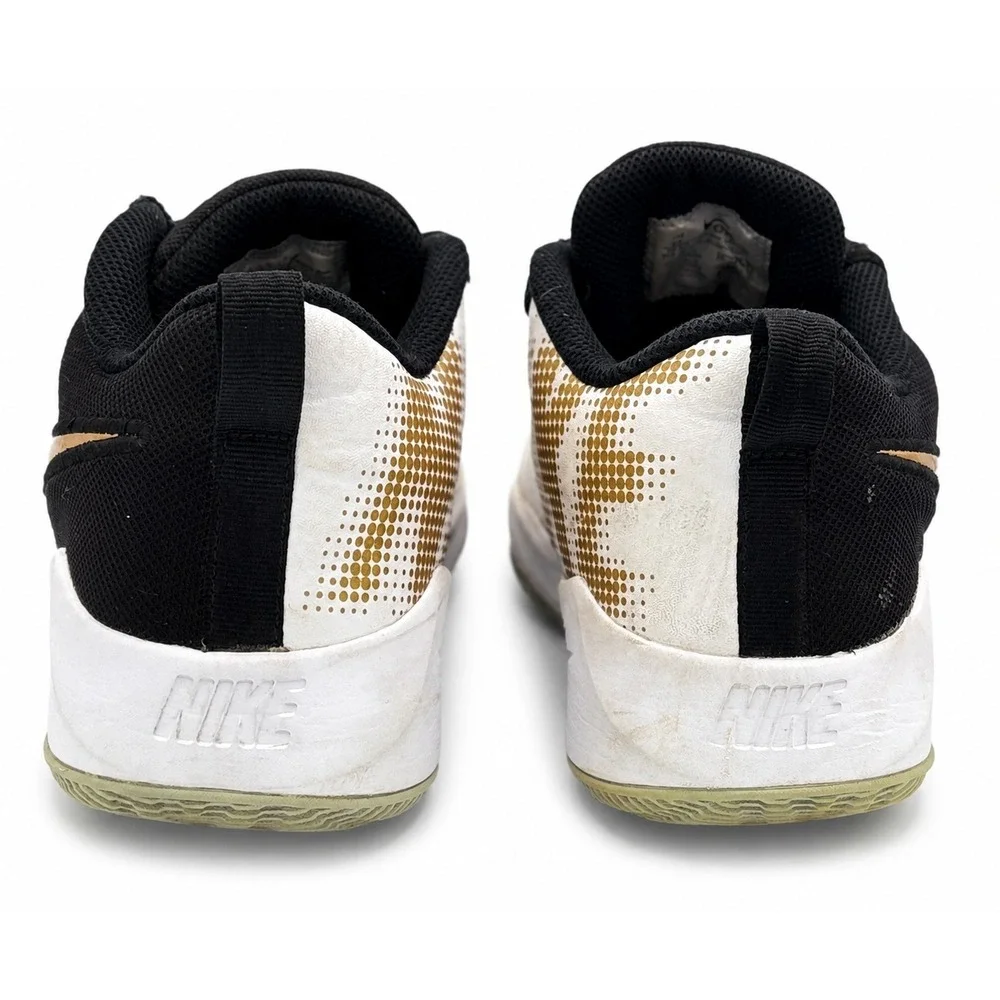 Nike Team Hustle Quick 2 Kids 6Y Black White Gold Basketball Sneakers AT5298-010